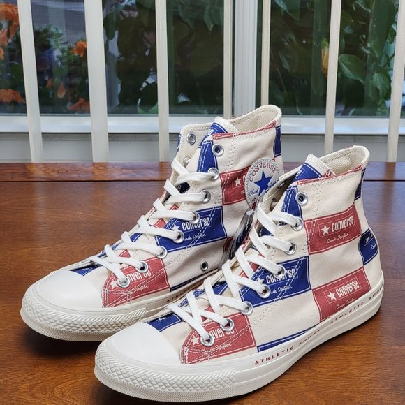 Converse Chuck Taylor All Star Hi Canvas 166500C Egret/Blue/Gym Red Size 7.5 Men - Picture 10 of 11